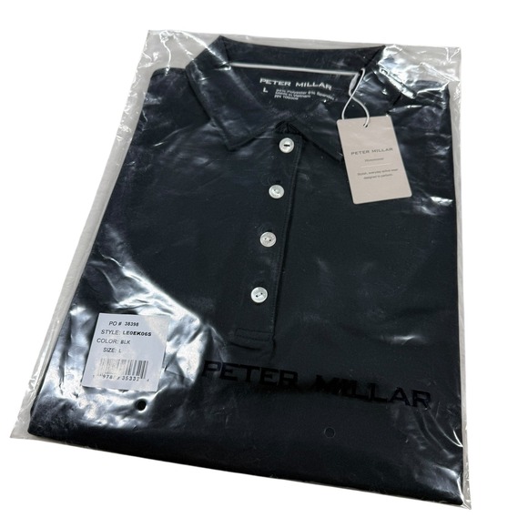 Peter Millar Womens Sleeveless Golf Polo Shirt Black LEDEK08S Size L NWT - Picture 14 of 16